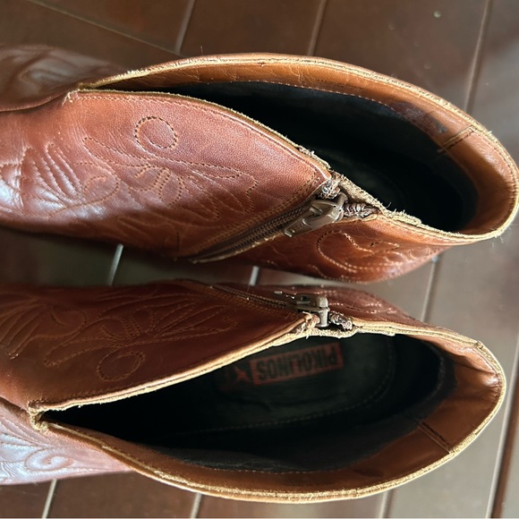 WOMENS SIZE 39 PIKOLINOS BROWN CUERO TOOLED ZIPPERED BOOTIES - Picture 7 of 10